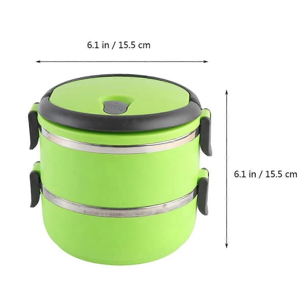 Stabelbar Madkasse To Lag Rustfrit Stål Termisk Isolering Madseparation Grøn 1 Sæt