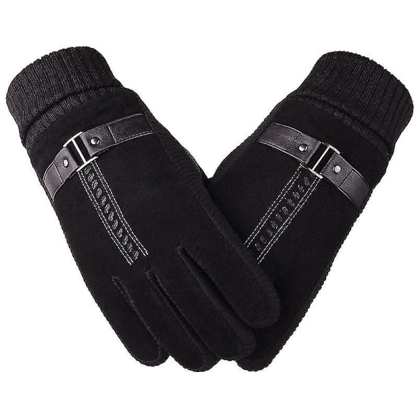 Vinter varma handskar för män Äkta mocka Grisläder Handskar Vantar Tjocka Cykel Motorcykel Handskar Män Stickade Guantes Brown a