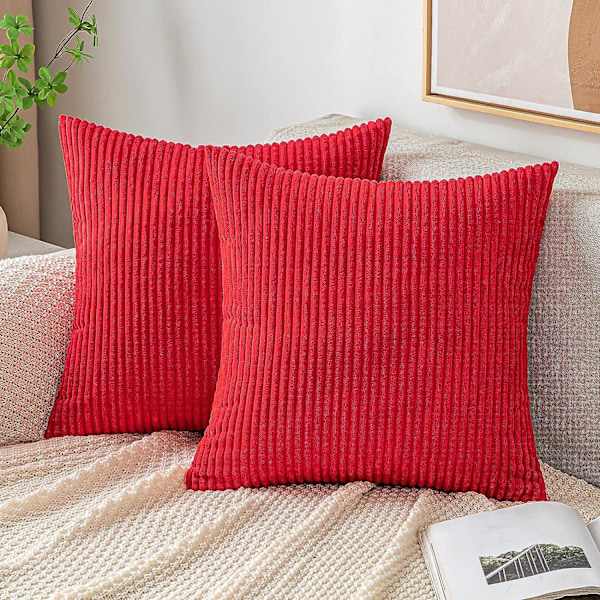 2-pack Jul Corduroy Prydnadskuddfodral Dekorativa Mjuka Randiga Fyrkantiga Kuddfodral Örngott Vår För Soffa Sovrum Stol Bil 18x1
