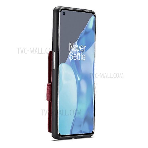 JEEHOOD Magnetisk Plånbok Avtagbar 2-i-1 Design Läderbelagt TPU-skal Kompatibelt med OnePlus 9 (EU / US Version) Red