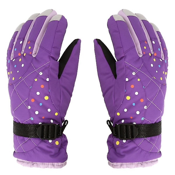 Nya skidhandskar för damer plus fleece tjocka vintervarma handskar utomhussporter Purple
