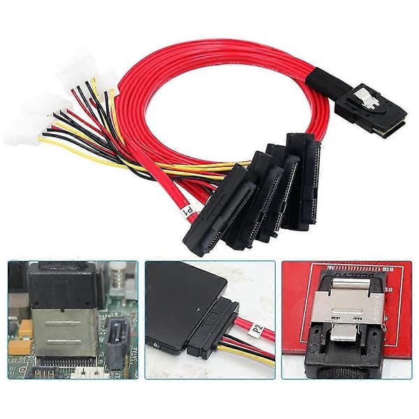 Mini SAS 36 Pin SFF8087 till 4 SAS 29 Pin SFF8482 Intern Kabel