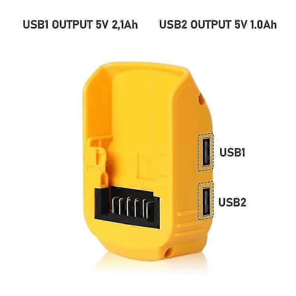USB-adapterlader for 20V-batteri, dobbel USB-lader og 12V DC-port og LED-arbeidslys - erstatning