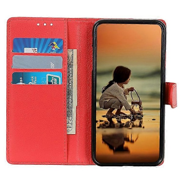 Kompatibelt Plånboksfodral för Samsung Galaxy A26 5G PU Läder Telefonskal Litchi Textur Red
