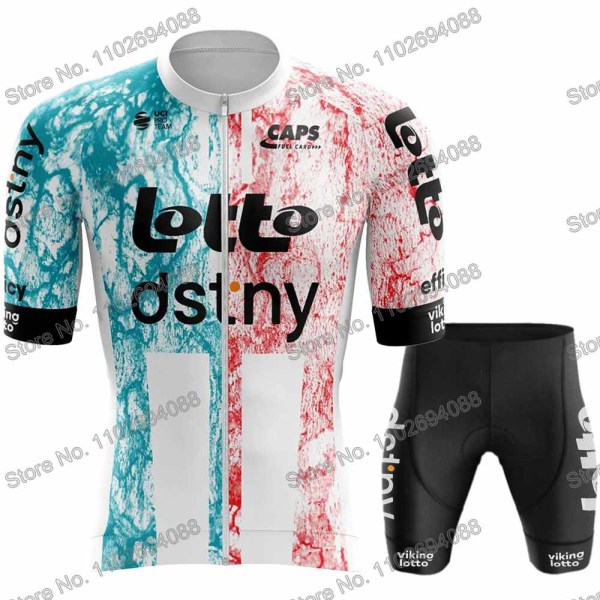 2023 Lotto Dstny Pyöräilyjersey Set Kesä Miesten Pyöräilyvaatteet Maantie Kilpapyörä Paidat Puku MTB Polkupyörä Bib Shortsit Maillot Pants 2 4XL