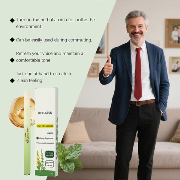 Bärbar Herbal Diffuser Pen Lung Cleanse & Energy Boost Luftfräschare Herbal Refreshing Bar Klar Andning 2pcs