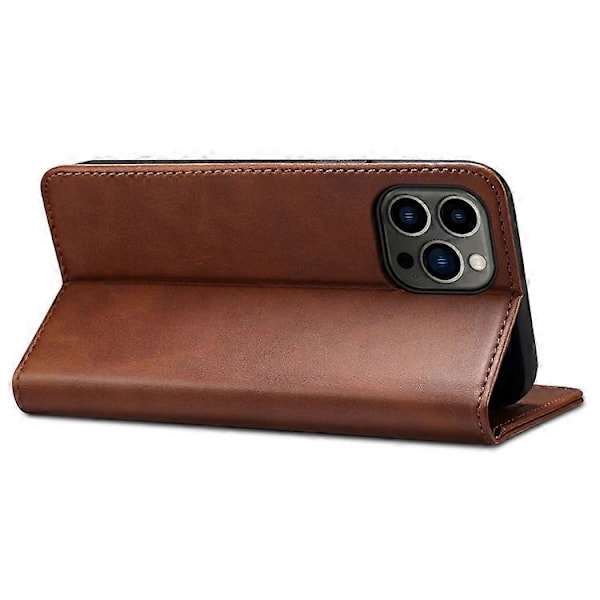 SUTENI Kompatibelt för iPhone 15 Pro Max Enkelt Läderfodral Plånboks Telefonfodral Brown