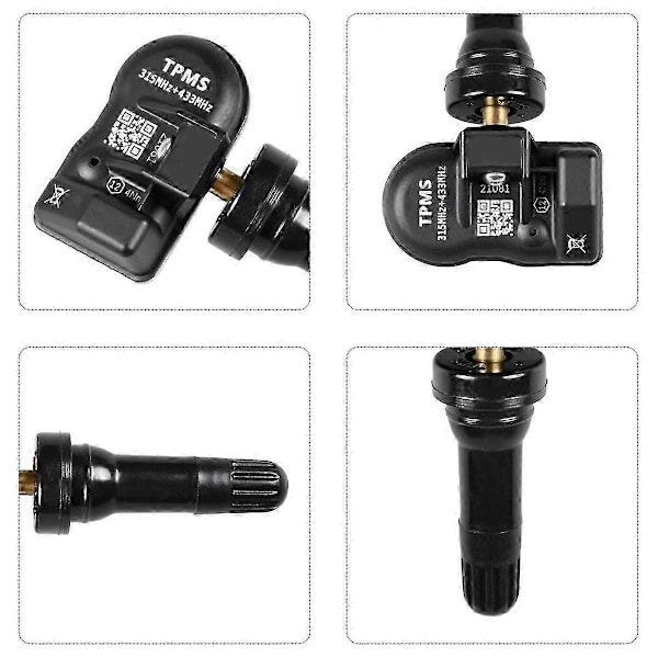 4 st Programmerbara MX Sensor TPMS Däcktrycksövervakningssensor 315MHZ 433MHZ Universal 2 i 1 Reparation