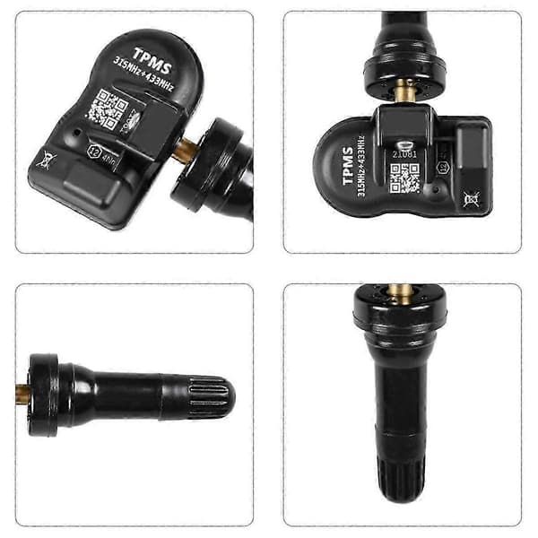 4 stk. Programmerbar MX Sensor TPMS Dekktrykksensor 315MHZ 433MHZ Universal 2 i 1 Reparasjon