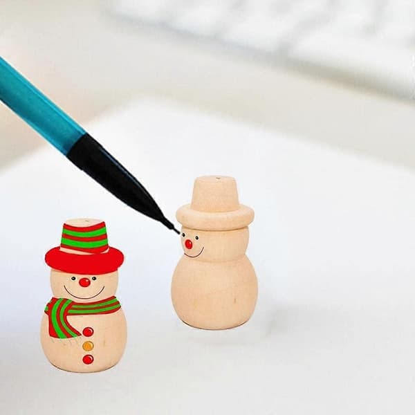 20 st Julgransprydnader av trä, DIY Trä Snögubbe Tomma Julgransprydnader