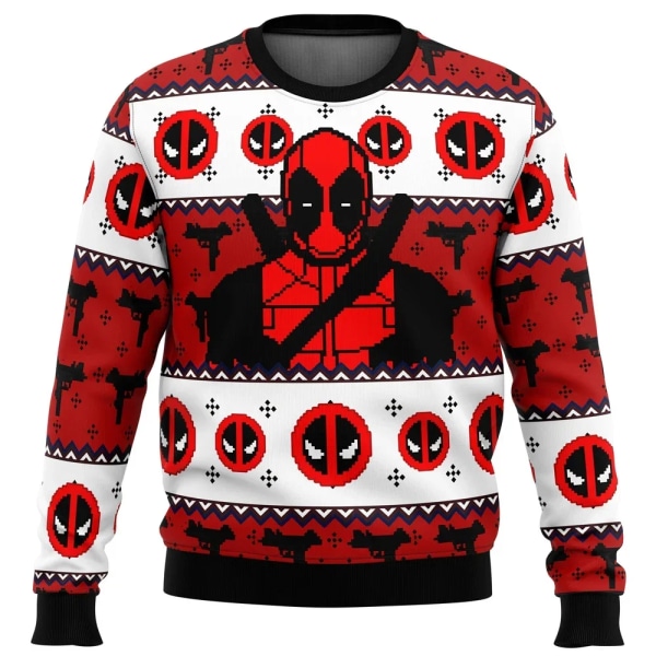 Uusi Syksy/Talvi Uusi muoti Street Sports Topit Joulupaita Deadpool Jolly Red Guy Hot Sale O-kaula-neulepusero Joulupukki style 9 S