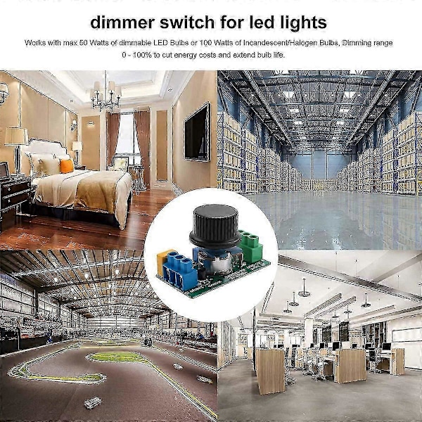 Inline LED lysdæmperkontakt, indbygget tænd/sluk og knapkontrol lysdæmper til dæmpbar 3-100w LED/glødepærer - God