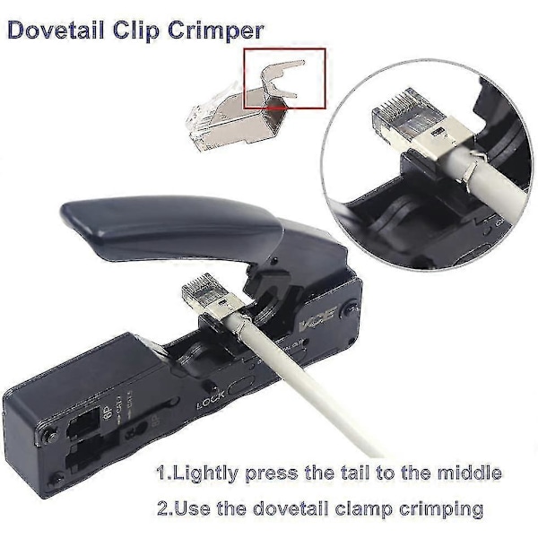 Gj669bk Rj45 Krympeværktøj, Professionelt netværkskrympeværktøj til Rj45 Cat7 Cat6a Cat6 Cat5 Rj11 Ethernet-kabelstik