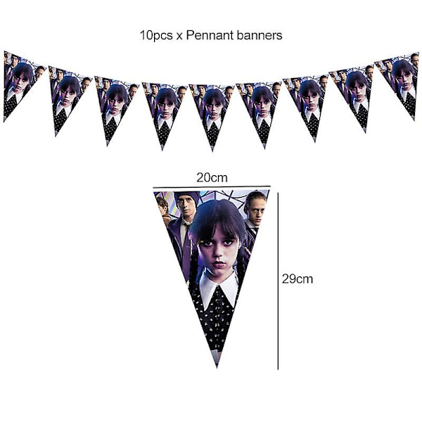 Elokuva Keskiviikko Addamsin syntymäpäiväjuhlien koristelu Banneri Ilmapallo Astiasto Juhlatapahtumatarvikkeet Kodinsisustuskupit tausta 10pcs pennants