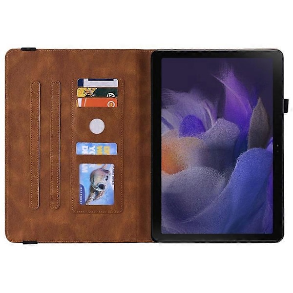 Kompatibelt Läderfodral för Samsung Galaxy Tab A9 med Fjärilsblommor Tryck Tablet Skydd Brown