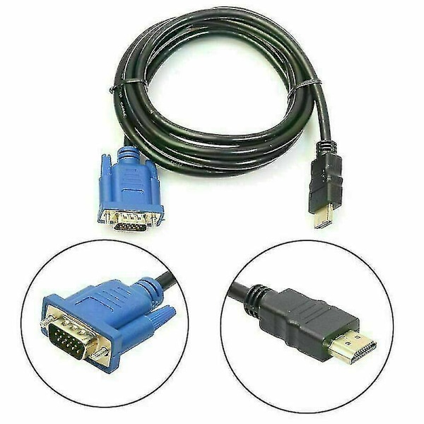 Til PC DVD 1080p HDTV 1,8 m HDMI Han til VGA Han Video Konverter Adapter Kabel