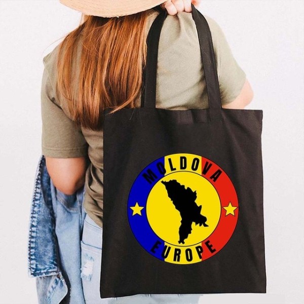 Kort Flag Lion Shopping Bag Bomuld Canvas Tote Bag black