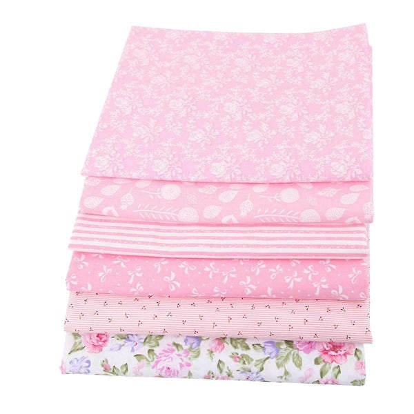6 st Tygbuntar Patchwork, Sömnad Patchwork Vackra Mönster Tyger för DIY Scrapbooking (Rosa)