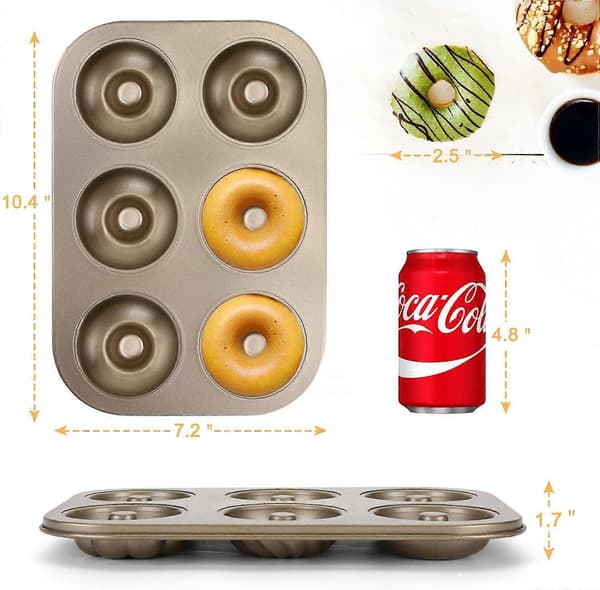Munkformar, Non-stick 6 Hålighets Munkpanna BPA-fri Munkformar för Bakning, 2-pack Båda Kopparna Runda