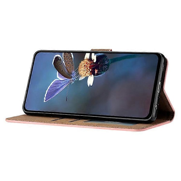 Yhteensopiva Samsung Galaxy S22+ 5G -puhelimelle, lompakkokotelo, folio, läppäkotelo, perhoskuvioitu, roiskesuojattu nahkakansi Pink