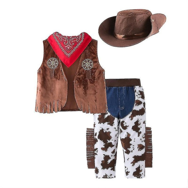 4kpl Western Cowboy Style Vaatteet Aikuisten Lasten Vaatteet Klassinen Denim Takki Liivi Laadukas 130