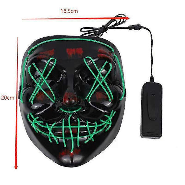 LED Lysende Sort V Maske, PVC Materiale, Sort, 20*18.5cm (7.9*7.3in)