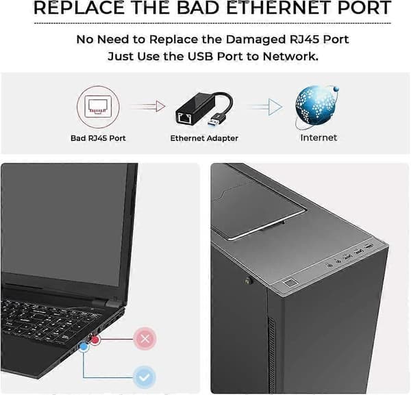 USB til Ethernet-adapter, YWSS USB 2.0 til RJ45 Gigabit Ethernet til USB-adapter, 100 Mbps USB Ethernet-adapter Kompatibel bærbar PC (svart)