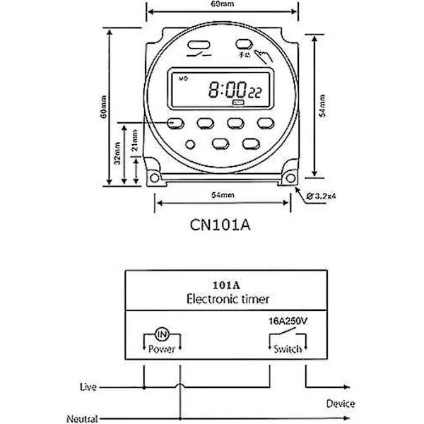 Elektronisk Timer DC12V 16A 17 Program Programmerbar LCD-skärm UDV
