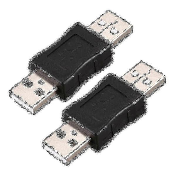 2x Usb A Han Til Han Stik Adapter Sort