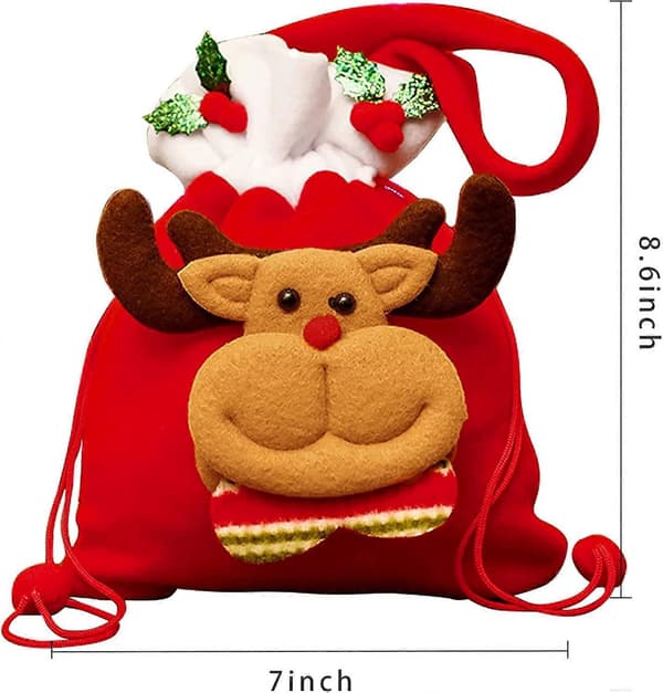 4-pack julklappspåsar, presentpåsar med dragsko