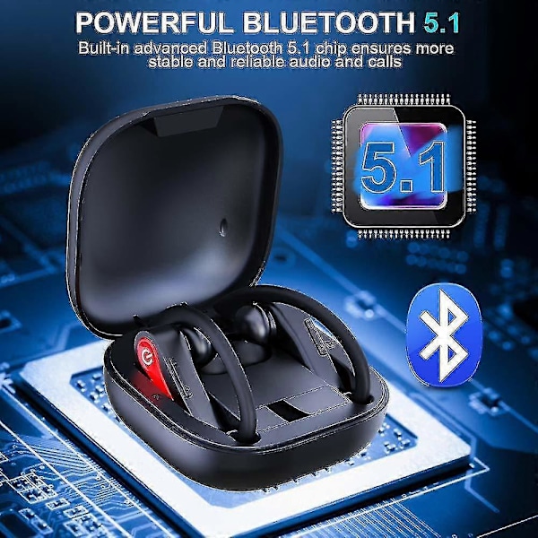 Langattomat nappikuulokkeet, Bluetooth 5.1 urheilukuulokkeet, 10 tuntia soittoaikaa yhdellä latauksella, langattomat kuulokkeet 6D stereo Hi-fi ääni, melunvaimennus (punainen)