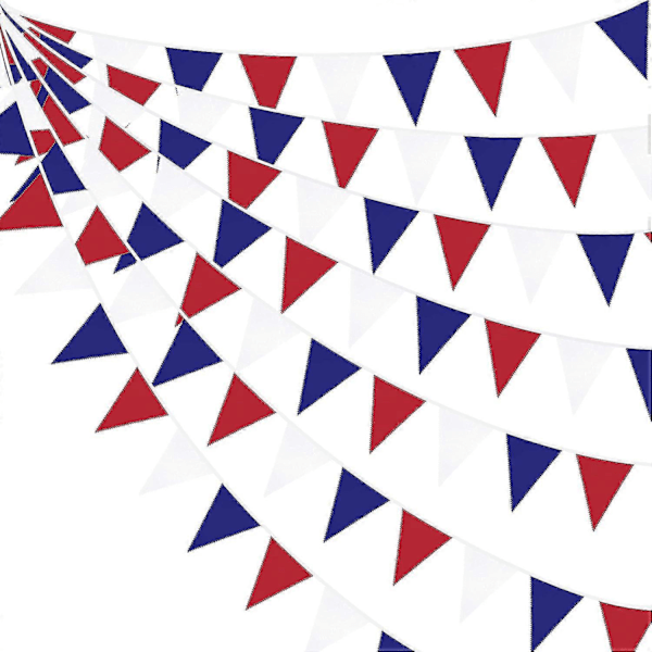 9,75 m Rød Blå Hvid Banner Festdekorationer Stof Vimpel Trekant Flag Guirlande