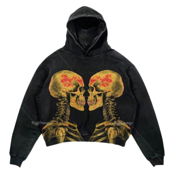 punkdesign print luvtröja harajuku streetwear y2 mode oversized hoodie hip hop gotisk långärmad style 11 XXL
