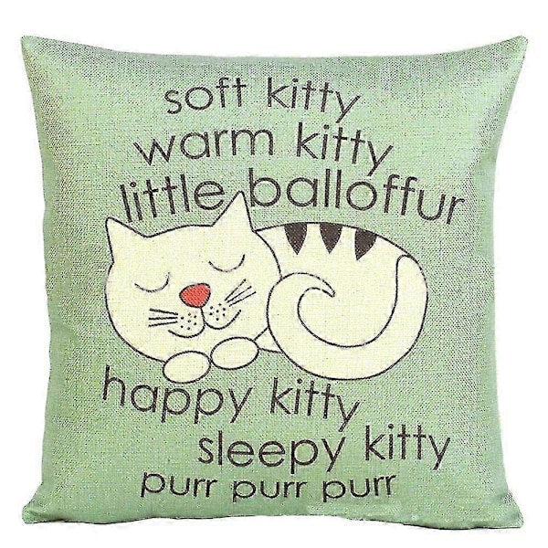 Putetrekk Happy Sleepy Kitty Print Putetrekkputer Sofa Dekorativ Gave 45x45cm