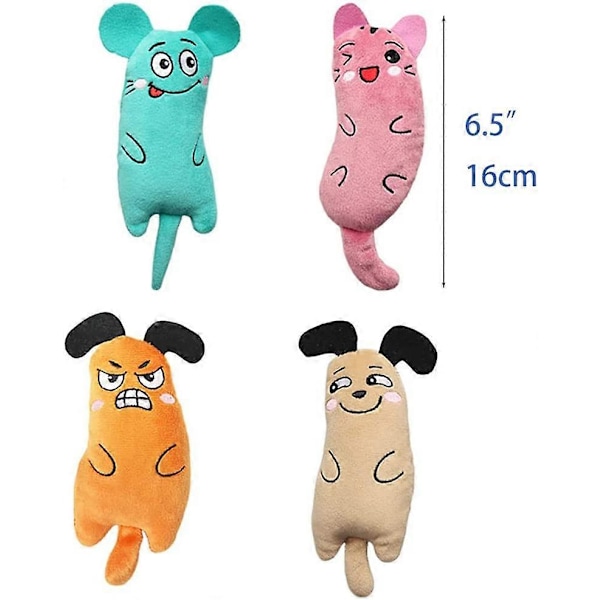 Kattmynta Musleksaker för Kattunge, Kattleksaker för Innekatter, Kattleksaker för Tandutveckling Roliga Fyllda Plysch Kattleksaker Interaktiv Kattleksak (Orange, Rosa, Grön, Brun)