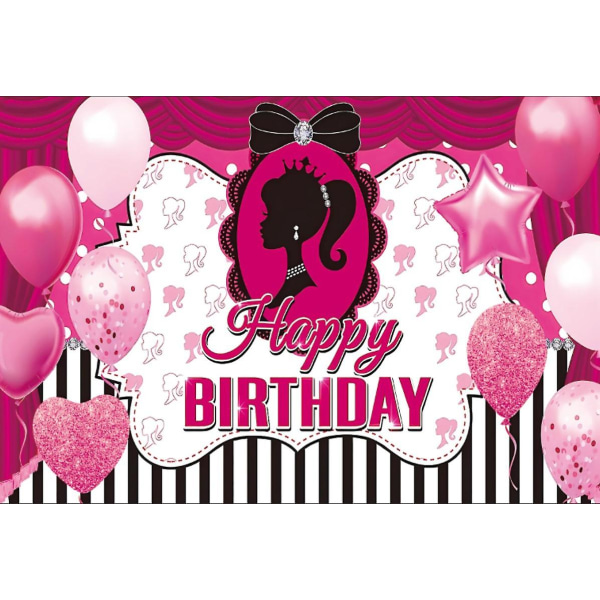 Barbieen syntymäpäivä taustajuhlat Bannerihuoneen seinäkoristelu valokuvarekvisiitta Baby Shower -tausta Söpöt taustat Lapset Tytöt Lahja 100X150cm 12