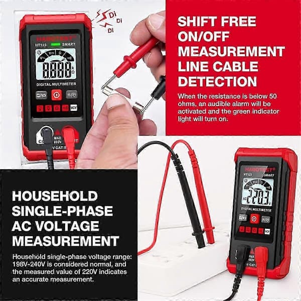 HT123 Digitalt Multimeter, AC/ Modstand Kontinuitetsmålingstester, Elektrisk Multimeterkredsløb
