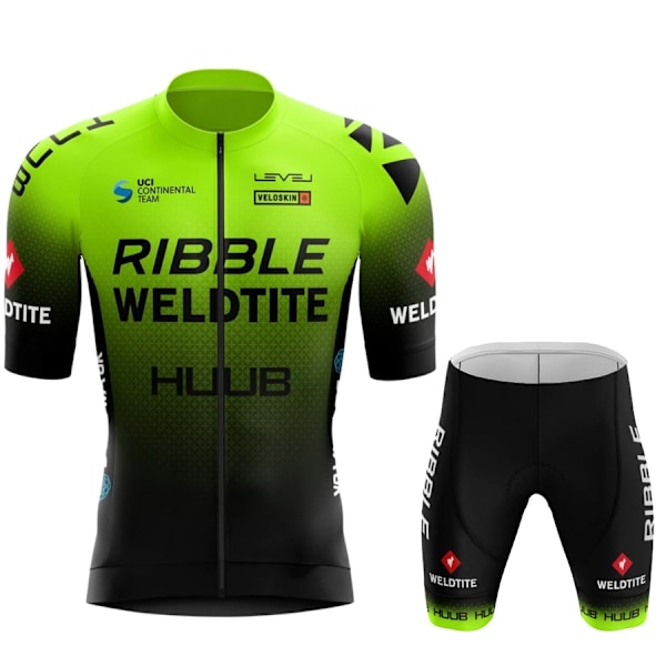 HUUB Team Cycling Jersey + Bib shortsit Set 2023 Miesten Maastopyöräily Vaatteet Lyhythihainen Puku Urheilu MTB Pyörän harjoitusasu Green-short suit Asian size-S