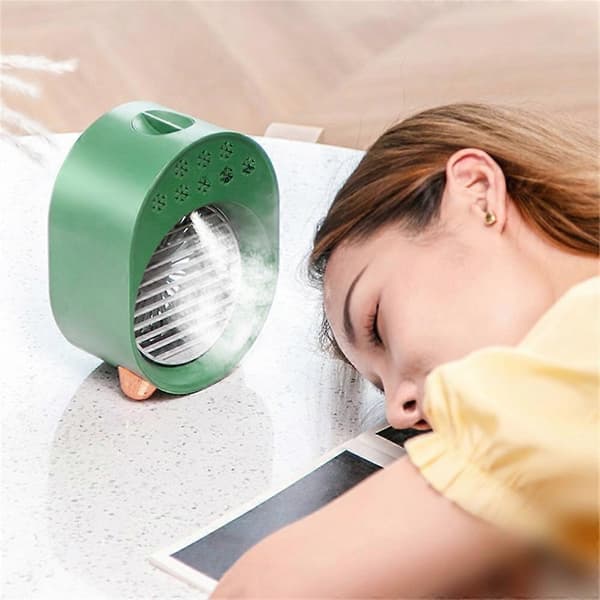 Genopladelig bærbar mini-luftkølerventilator, 3 hastighedsniveauer, kompakt grøn personlig køleventilator White