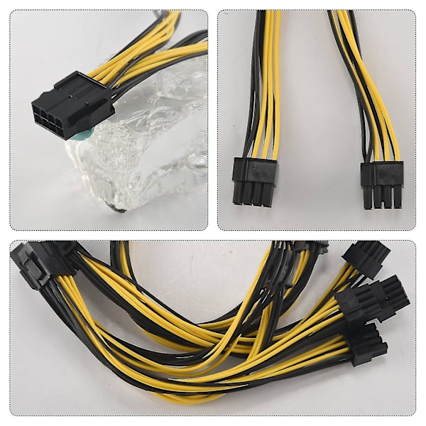 Pcie 8 Pin Til 2 X 8 Pin (6+2) Pci Adapter Strømkabel Pcie Y - Splitter Forlængerkabel 8 Tommer (4