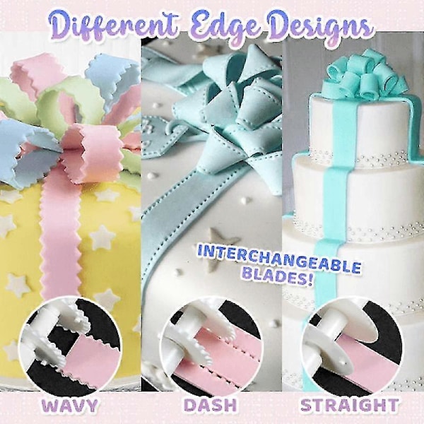 1 Sæt Multi-anvendelig Fondant Skærer Rullende Struktur Plast Effektiv Fødevaregodkendt Fondant Skærer til Hjemmet