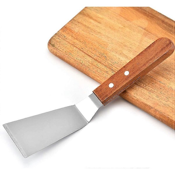 Stekspade i järn, köksspade, multifunktionell stekspade i rostfritt stål (brun) (2 st)