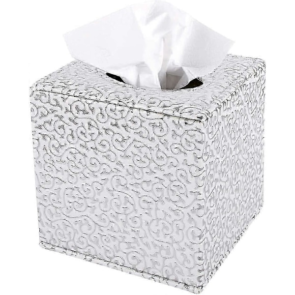 2024 Lämplig Tissue Box Cover PU Läder Kub Tissuehållare - Hushåll Kontor Fyrkantig Tissue Cover Fodral