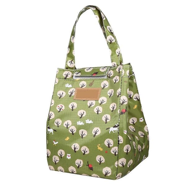 Green Woods Tålig Lunchväska Canvas Material Termisk Isolering Härlig Förvaringsbehållare