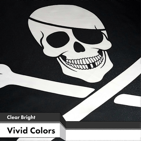 - Jolly Roger Piratflagga (Ben) 3x5 FT Tryckt Mässingsöljetter 150D Polyester Inomhus/Utomhus - Mycket Tjockare Mer Hållbar än 100D 75D Polyester
