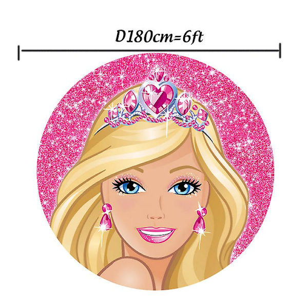 Barbie-ympyrätaustat tytön syntymäpäiville - Pyöreä tausta, joustava polyesteri, ympyrätausta, sylinterikotelo, pöytäbanneri, juhlat 6X6FT