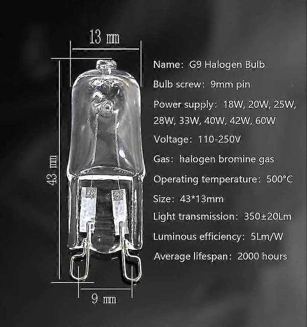 20 G9 halogenpærer, 20w gennemsigtige halogen dæmpbare pærer