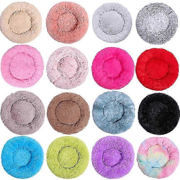 Hund- och kattdjurssäng rund plysch kennel kattsäng höst och vinter husdjurssäng hundmatta kattmatta husdjursmatta ytterdiameter 70 cm (gul)