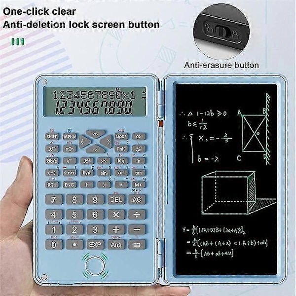 Videnskabelige lommeregnere, 12-cifret LCD-display med sletbar skrivetablet, foldbar til hjemmeskole, møde og studie A