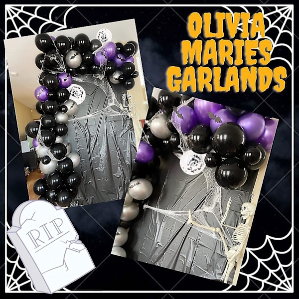 Halloween Fest Dekoration Balloner 145 stk. Ballon Guirlande Bue Sæt Sort Lilla Konfetti Balloner Og Mylar Balloner Til Halloween Fødselsdagsfest bd